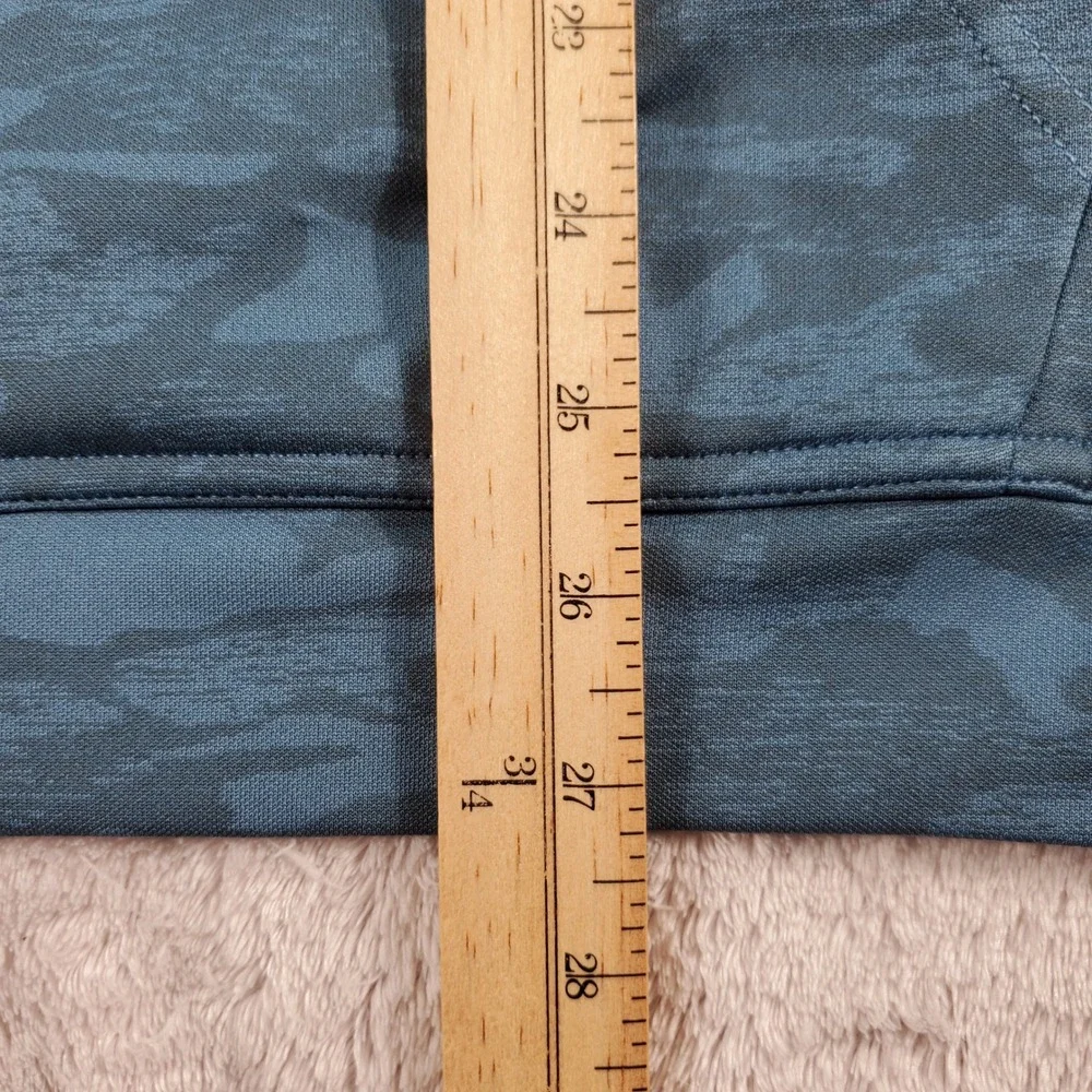 Straight Down Mens XL Blue Camo Performance Hoodie Pullover Zip Pocket Active